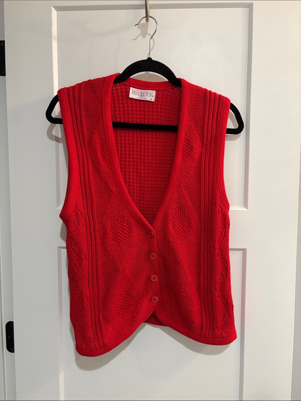 Pendleton Bright Red Knit Button-Front Sweater Vest